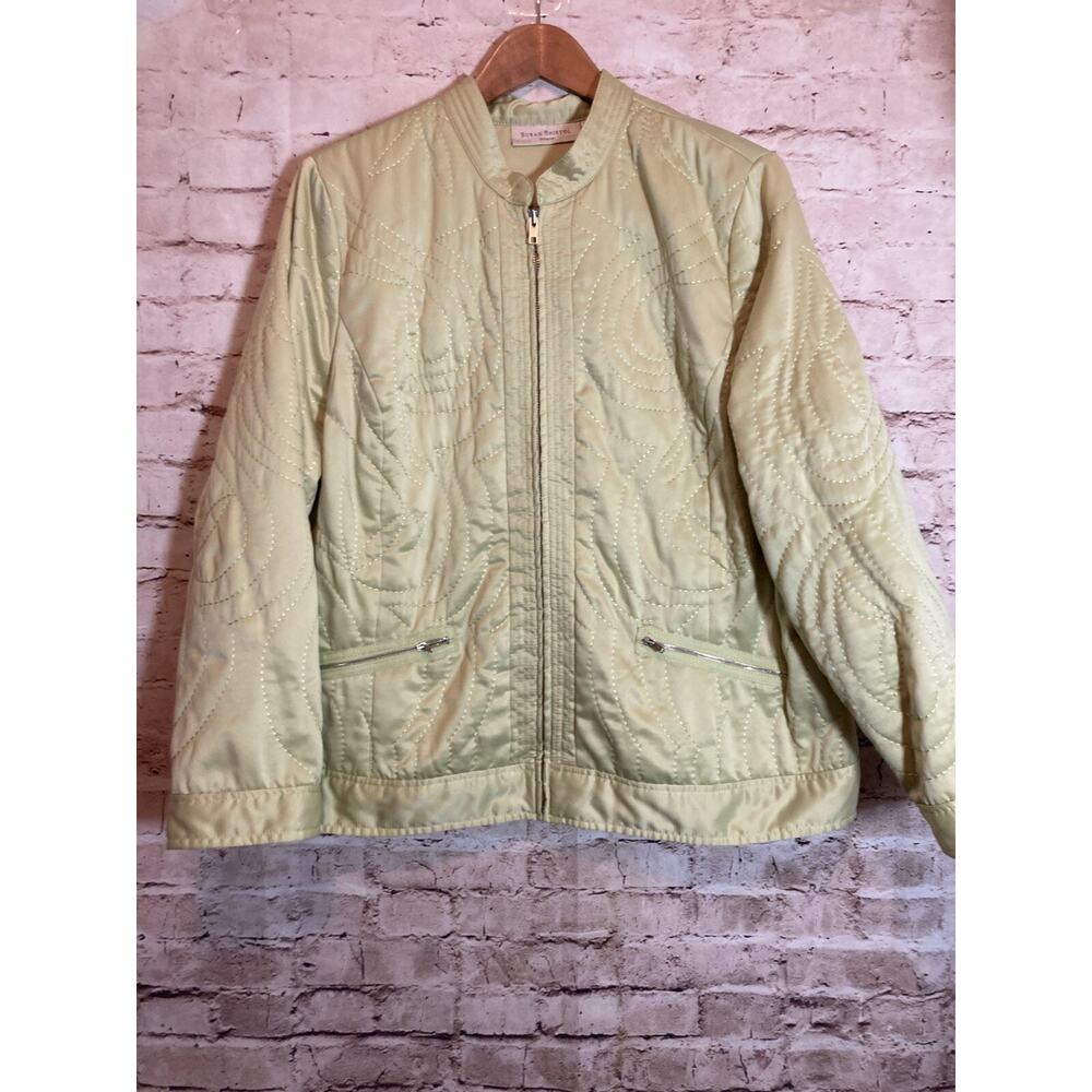 Susan Bristol Jacket Womens 2X Lime Green Quilted Full‎ Zip Front Lightweight